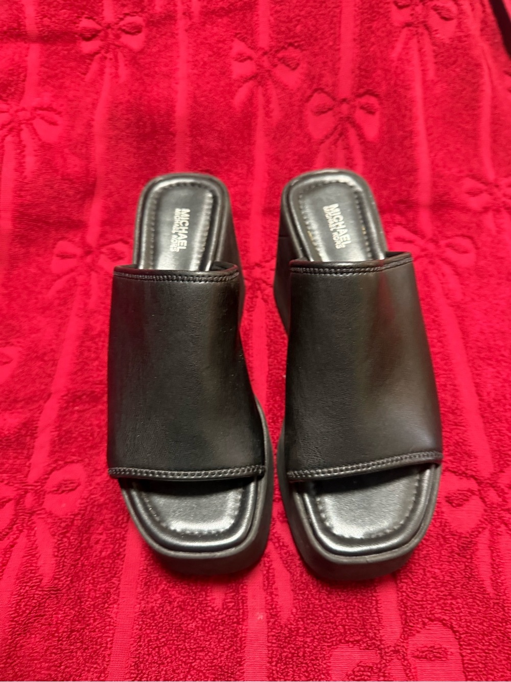 Michael Kors Black Platform Slide Mules - Picture 2 of 4